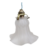 Old suspension lampshade frosted glass paste, claw and socket