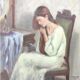 Jeune fille se peignant les cheveux 1984 signé, Portrait