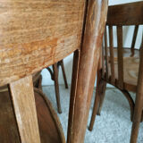 Lot of 7 patinated bistro chairs