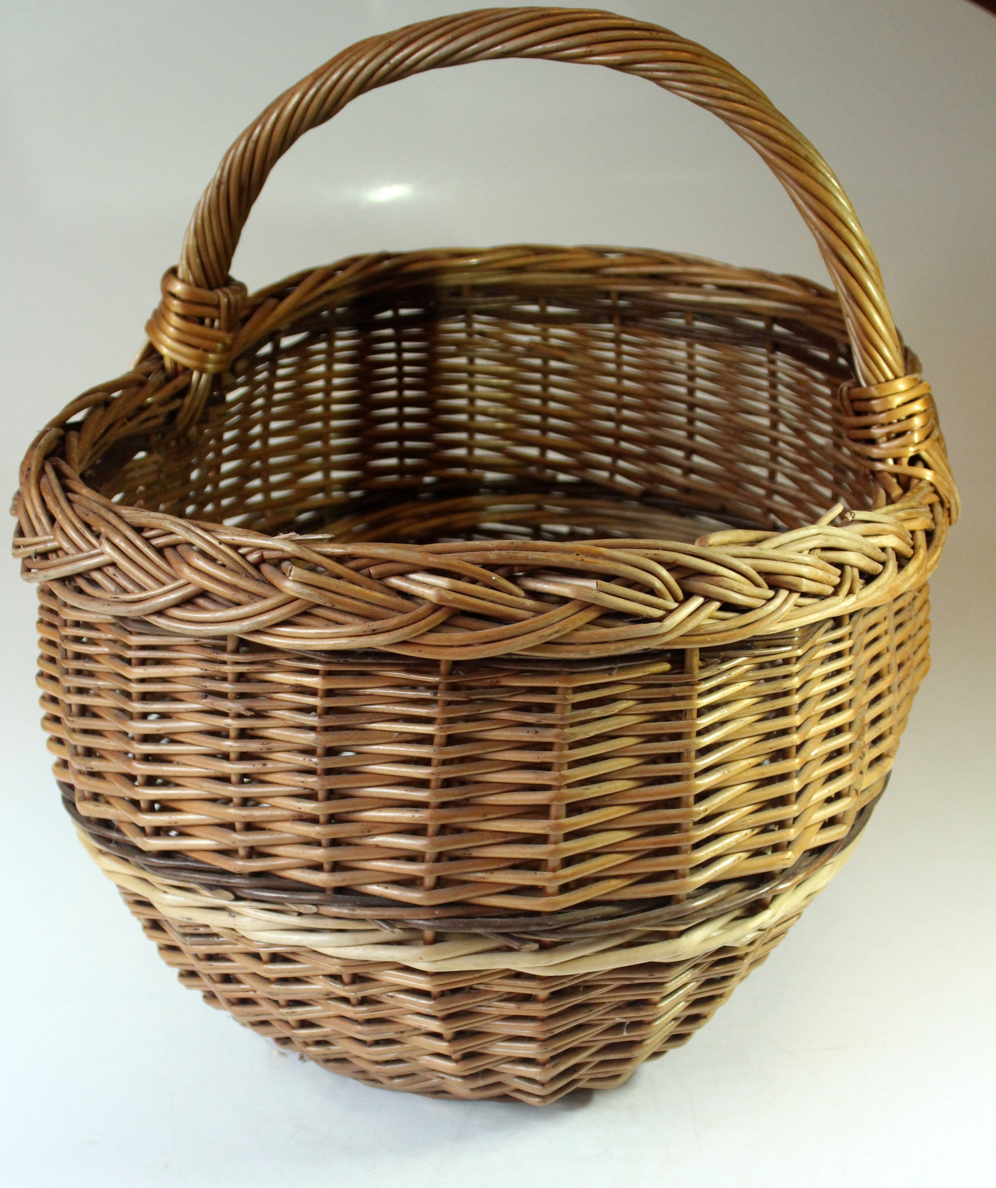 Wicker shopping basket, braided, handmade, vintage