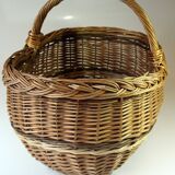 Wicker shopping basket, braided, handmade, vintage