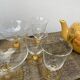6 antique yellow crystal stemmed glasses and cups