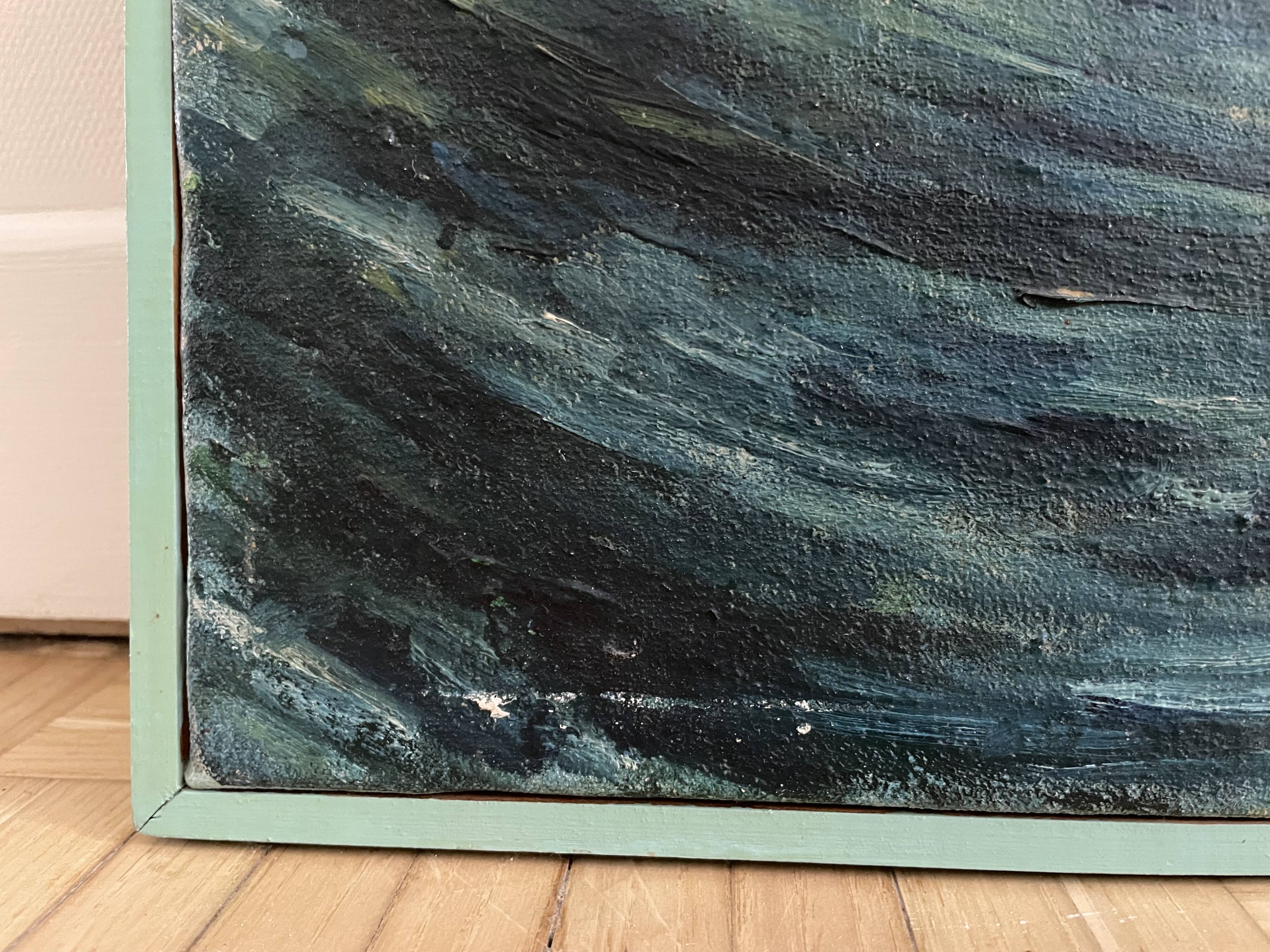 Oil on canvas, Maritime landscape, Old signed painting