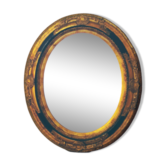 Large Gold Leaf Medallion Mirror with Beveled Glass - "Milo"