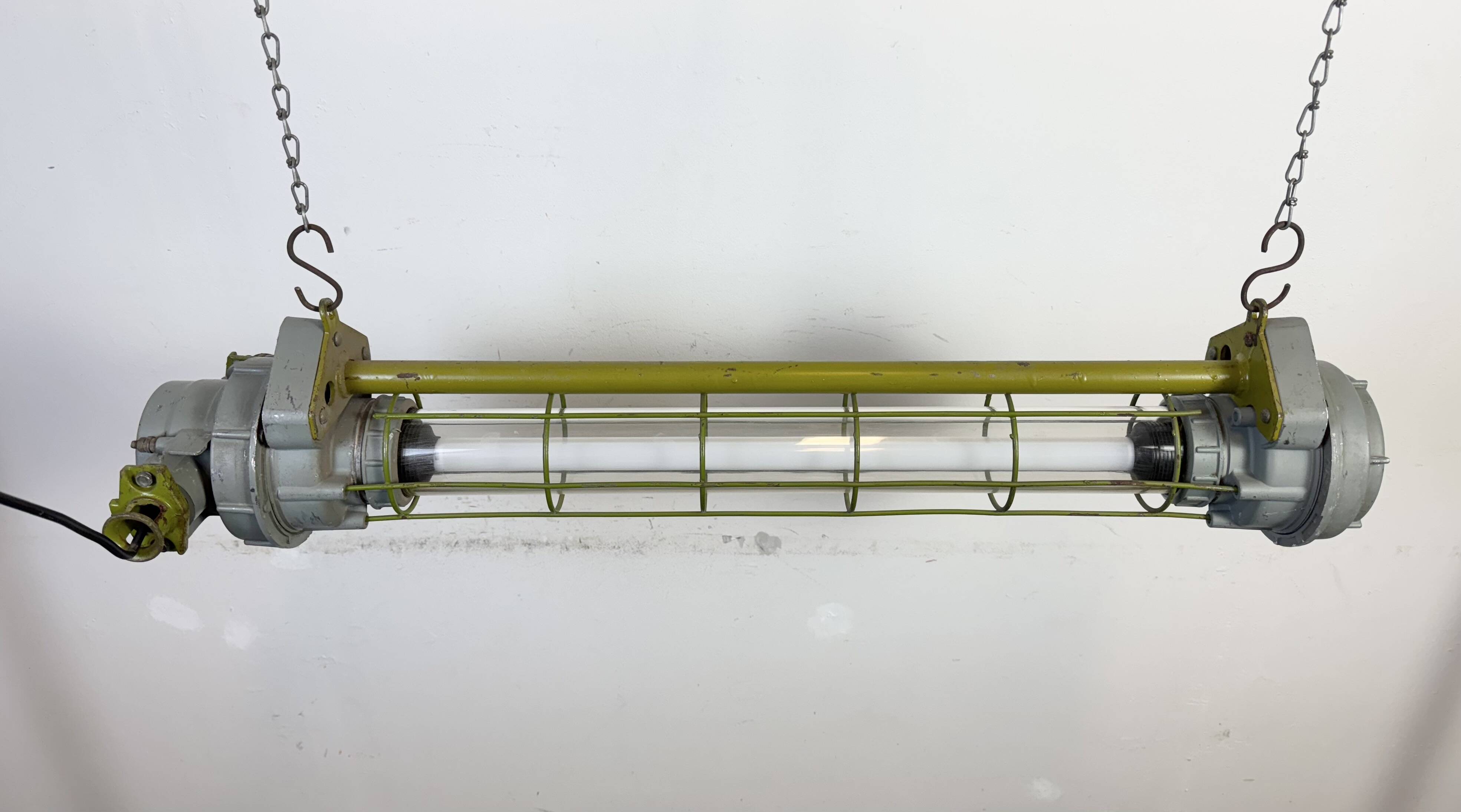 Grey Soviet Industrial Hanging Tube Light, 1970s