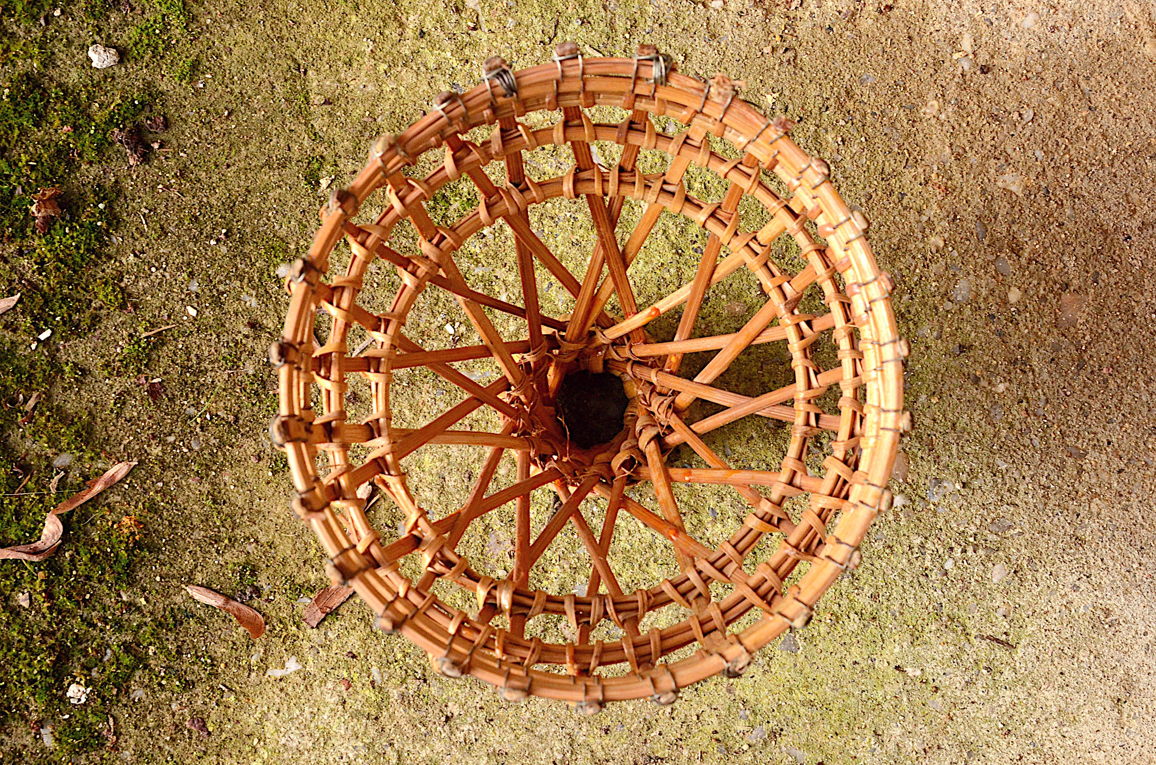 Small rattan pendant light, handmade, 17x21cm