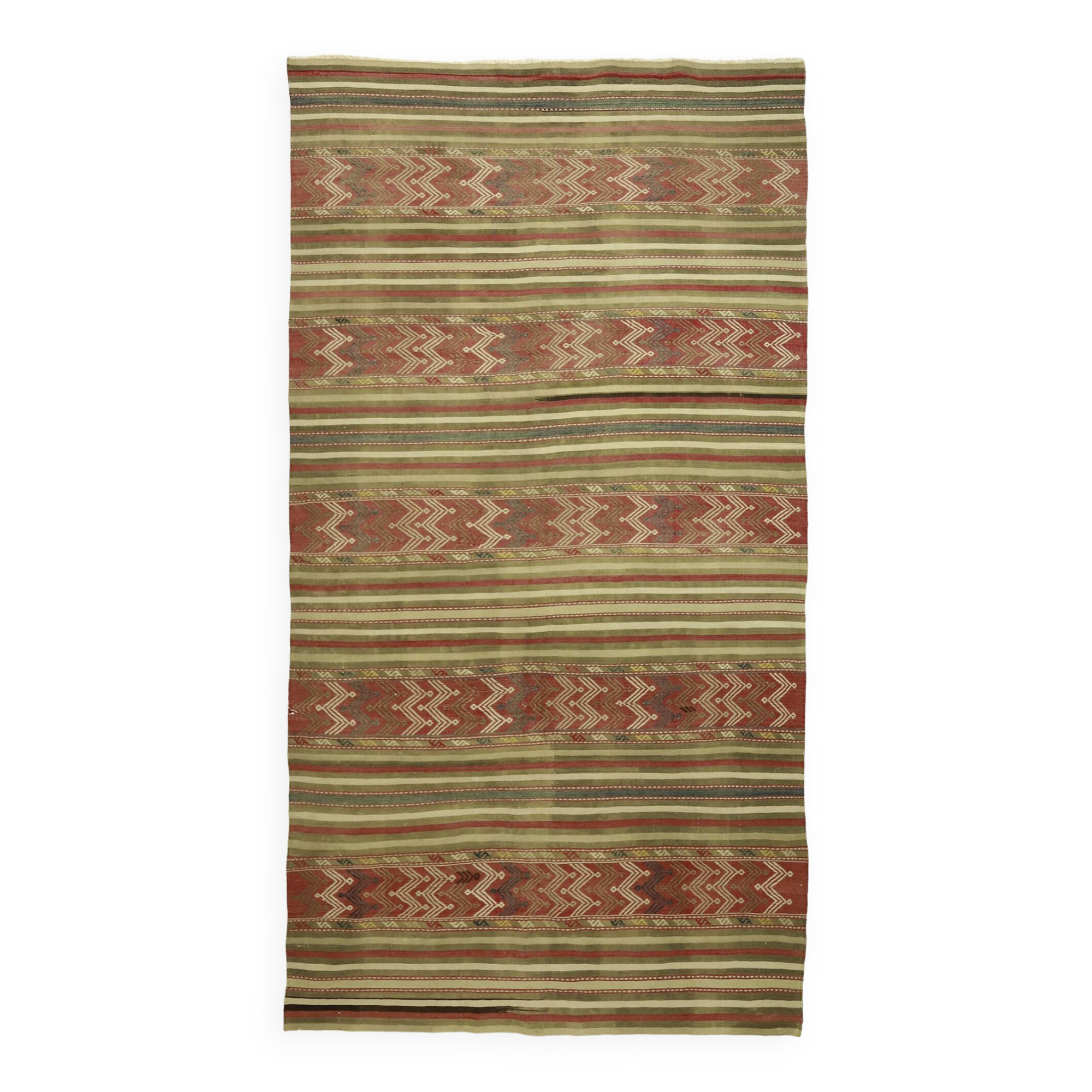 Turkish Anatolian Handmade Vintage Area Kilim Rug 276 cm x 144 cm