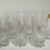 Six vintage crystal juice glasses, three large, three medium