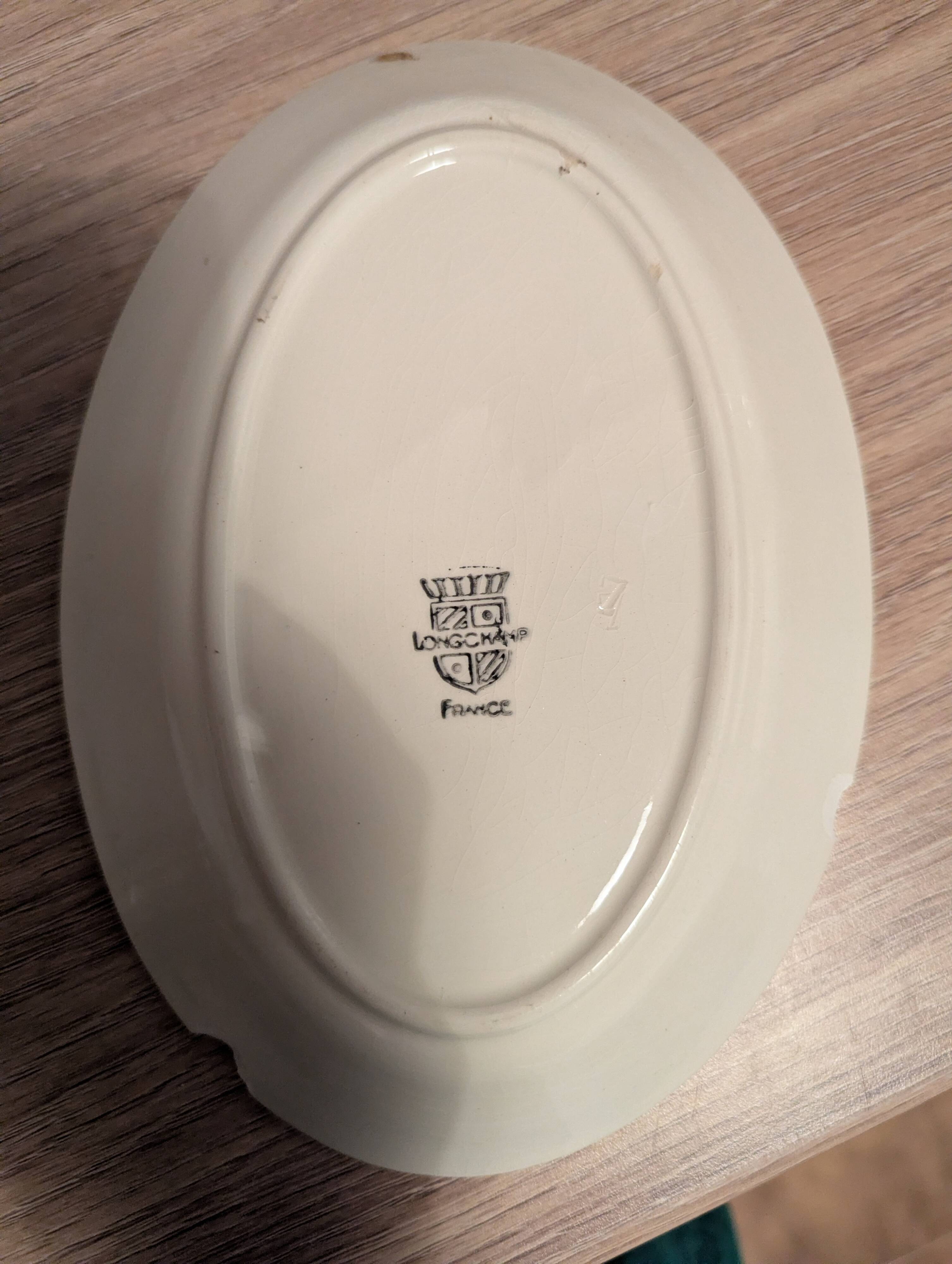 Large Longchamp set in France in earthenware Tea service, serving pieces