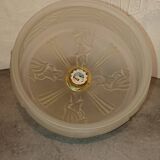Glass chandelier France Art Deco 1930 Suspension in beige colored glass paste