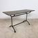 Vintage industrial bistro table with green painted wooden top