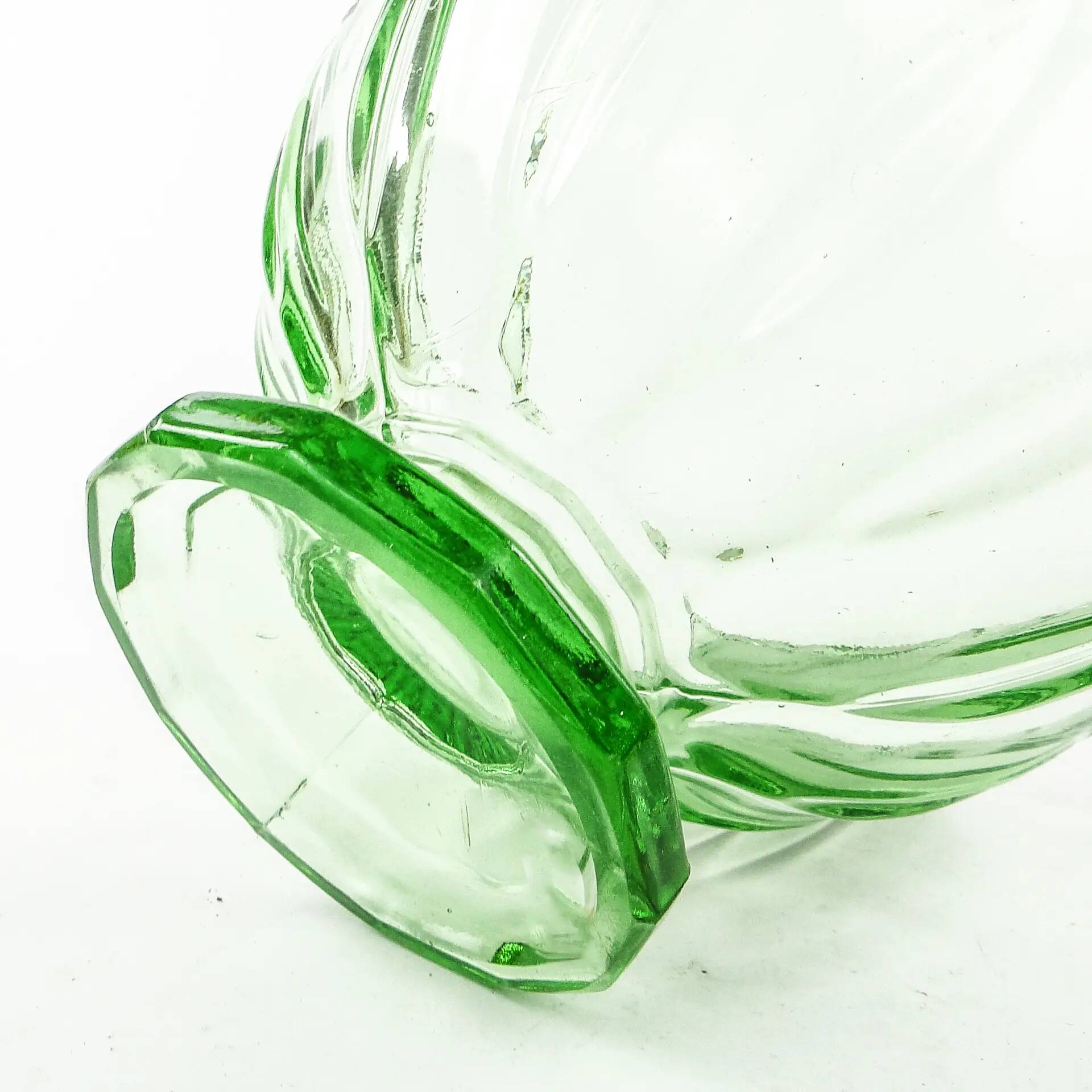 Ring Around fruit bowl, mid-century modern, pressed glass, Ząbkowice, Poland, 1950s