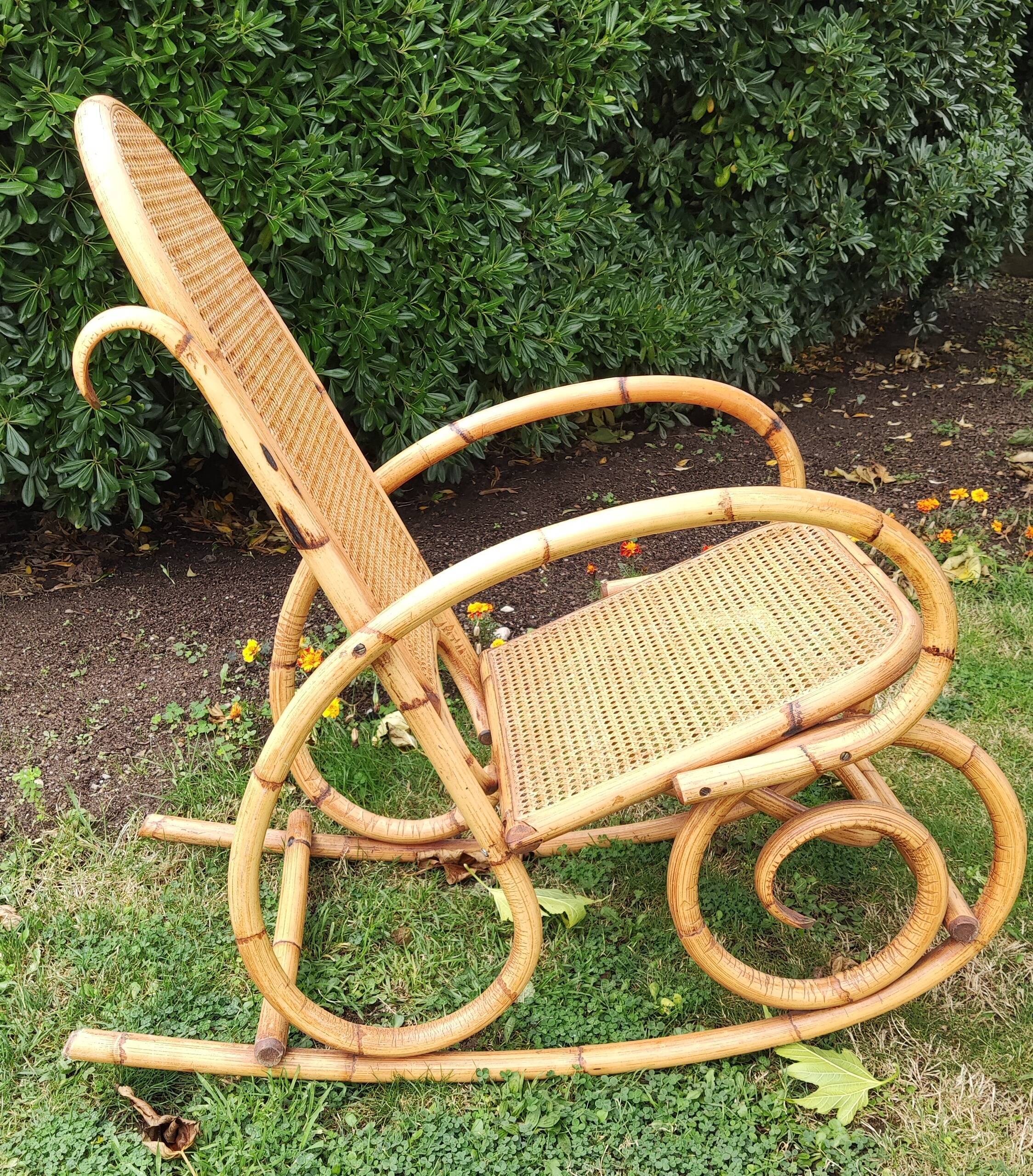 Rocking chair bamboo cannage