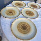 Set 5 plates longchamp 1970 spiral pattern diam24