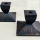 Pair of Swedish carved wooden candlesticks – Steneby H.F. – design bru