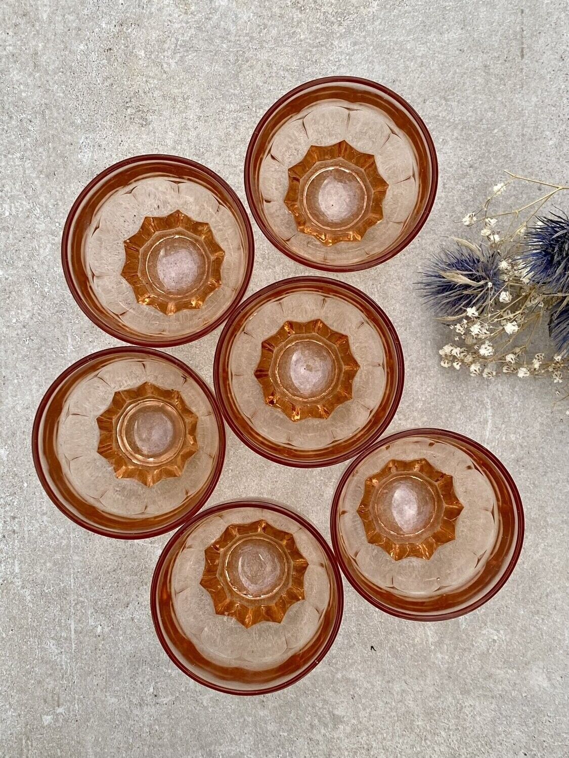 Set of 6 Rosaline water glasses in pink glass