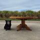 Round 100 cm oak coffee table 1970s