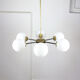 Mid-century sputnik brass and opaline glass chandelier