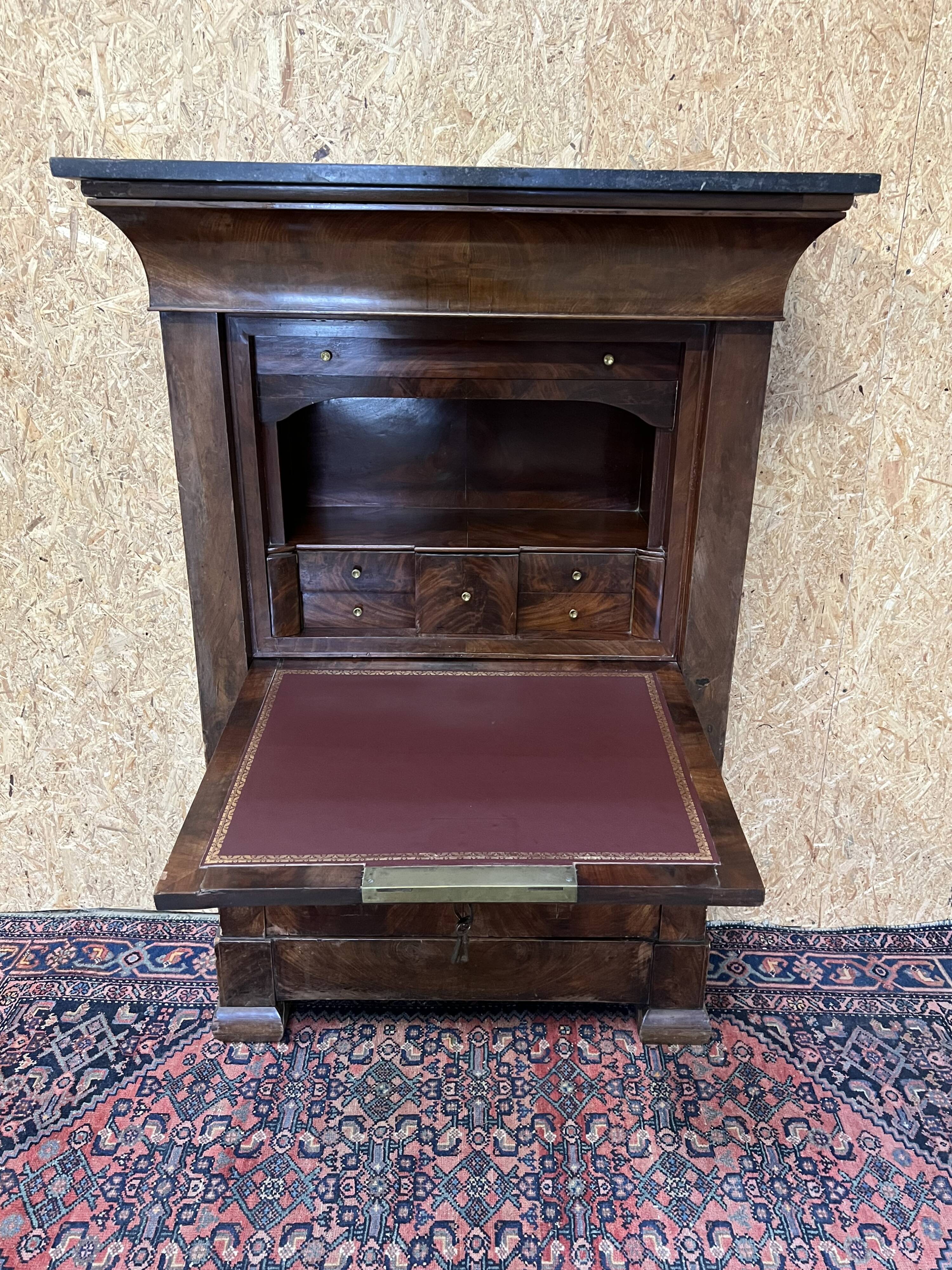 old secretary, Restoration era, lock and clover key, nineteenth century