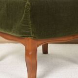 Pair of Pouf, Footrest, in green velvet