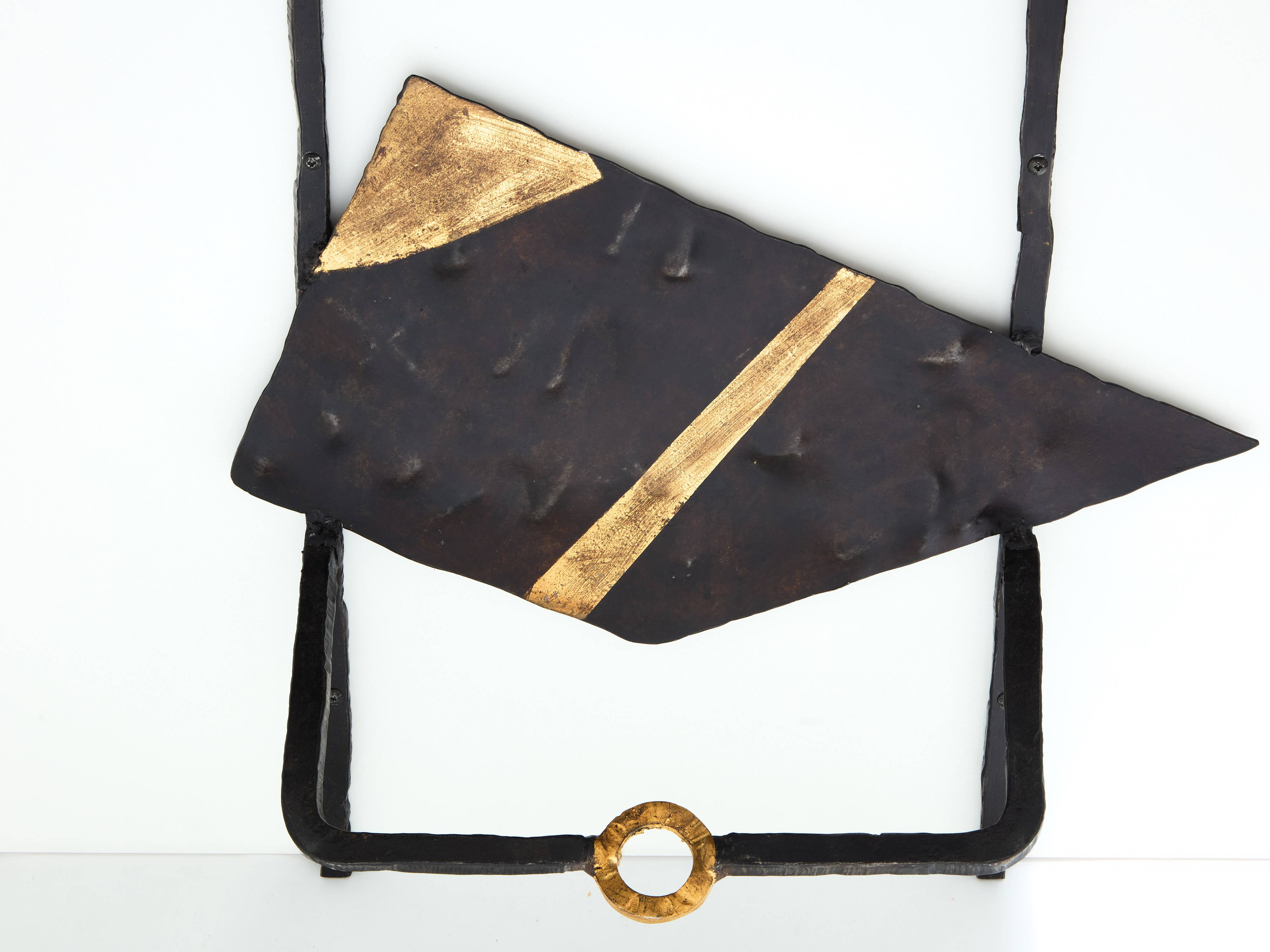 Pair of brutalist wrought iron consoles by Argueyrolles 1990