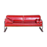 Red leather sofa made by Robert Slezak in 1930s Czechia. Bauhaus design