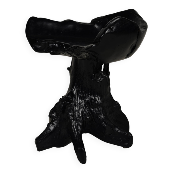 Chaise en tronc d'arbre noir de style mi-siècle