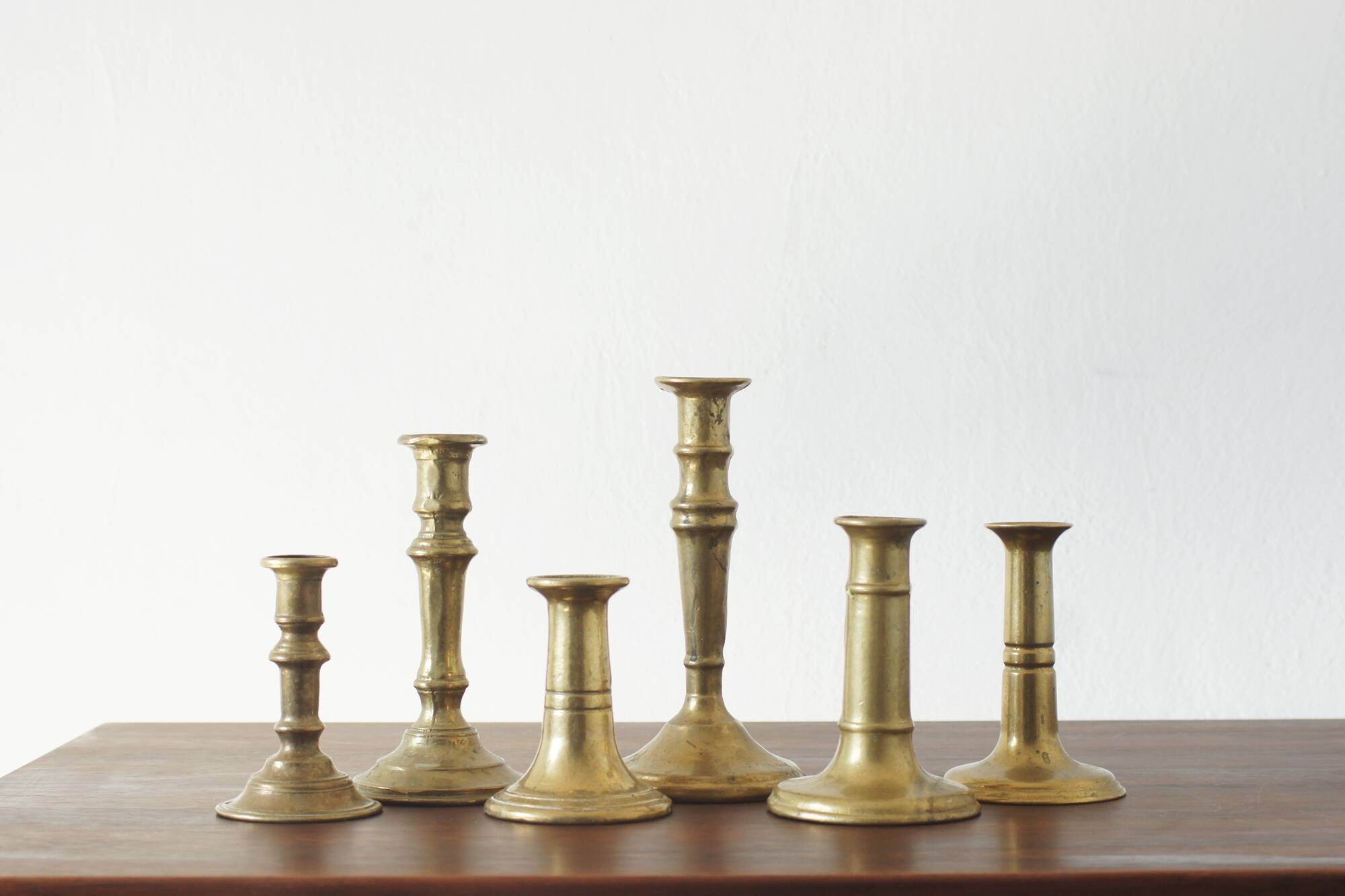 Vintage Brass Candlesticks, 1960s, Set of 6
