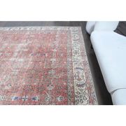 1960s Vintage Persian Handmade Wool Cotton Light Red Area Rug 280x360