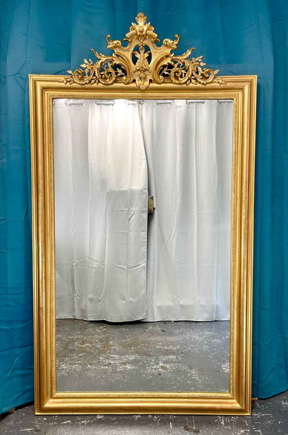 Large old 19th century mirror high 196x 112 cm superb condition