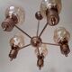 Chandelier in gilded brass and brown smoked glass with 5 branches