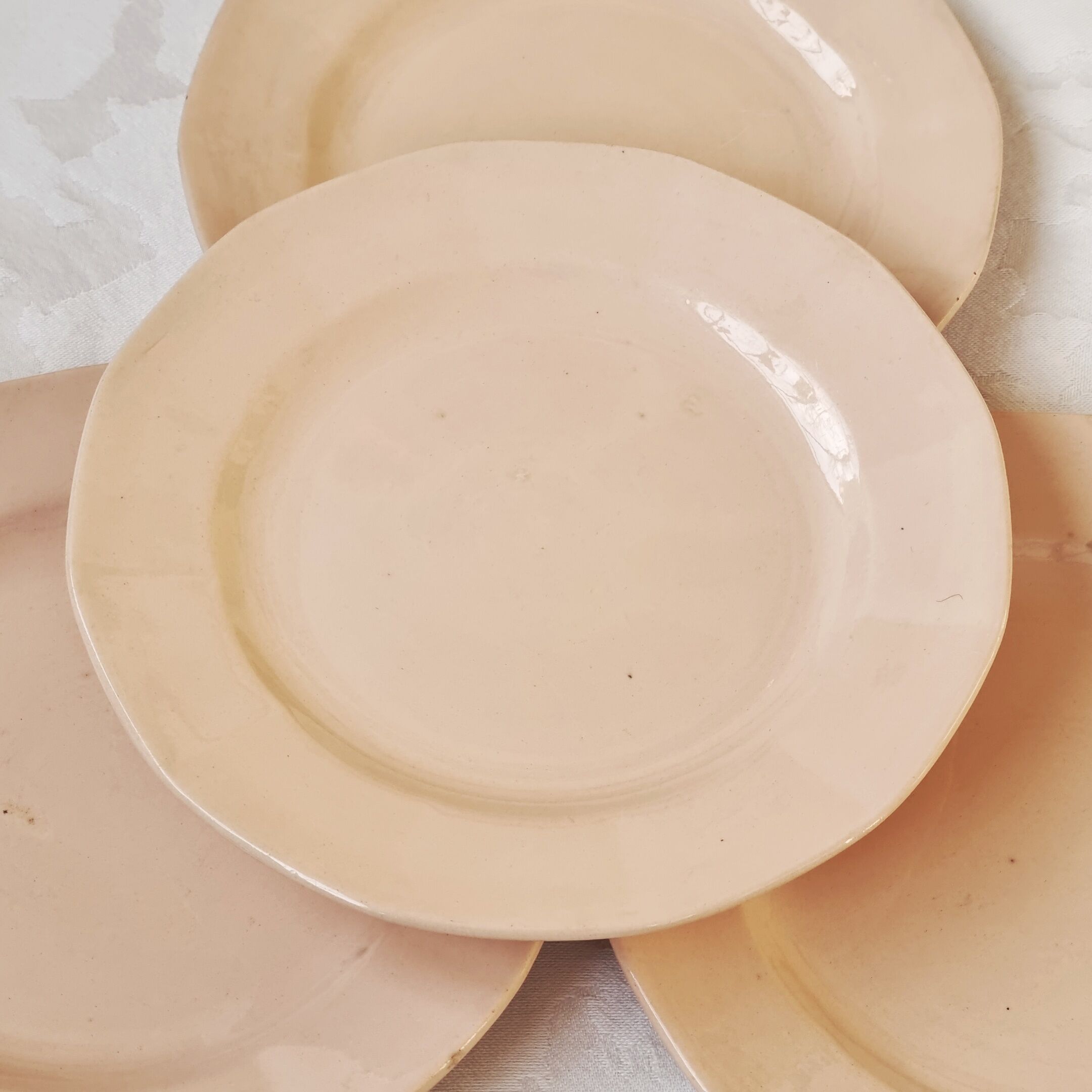 Set of 4 pink octagonal dessert plates Digoin