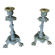 Set of 2 antique candlesticks in spelter.