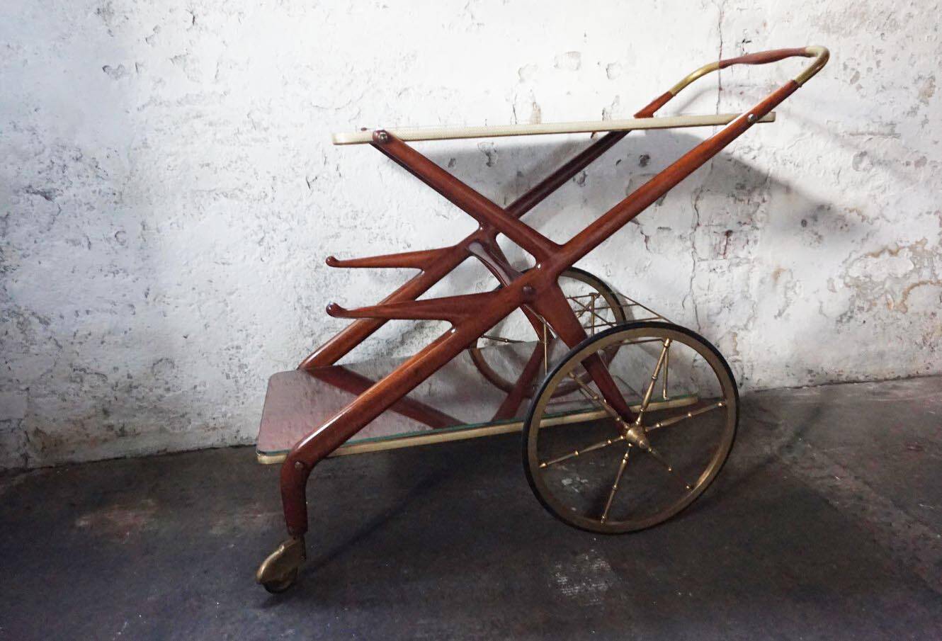 Mid-century bar cart/service cart by Cesare Lacca, 1950s.