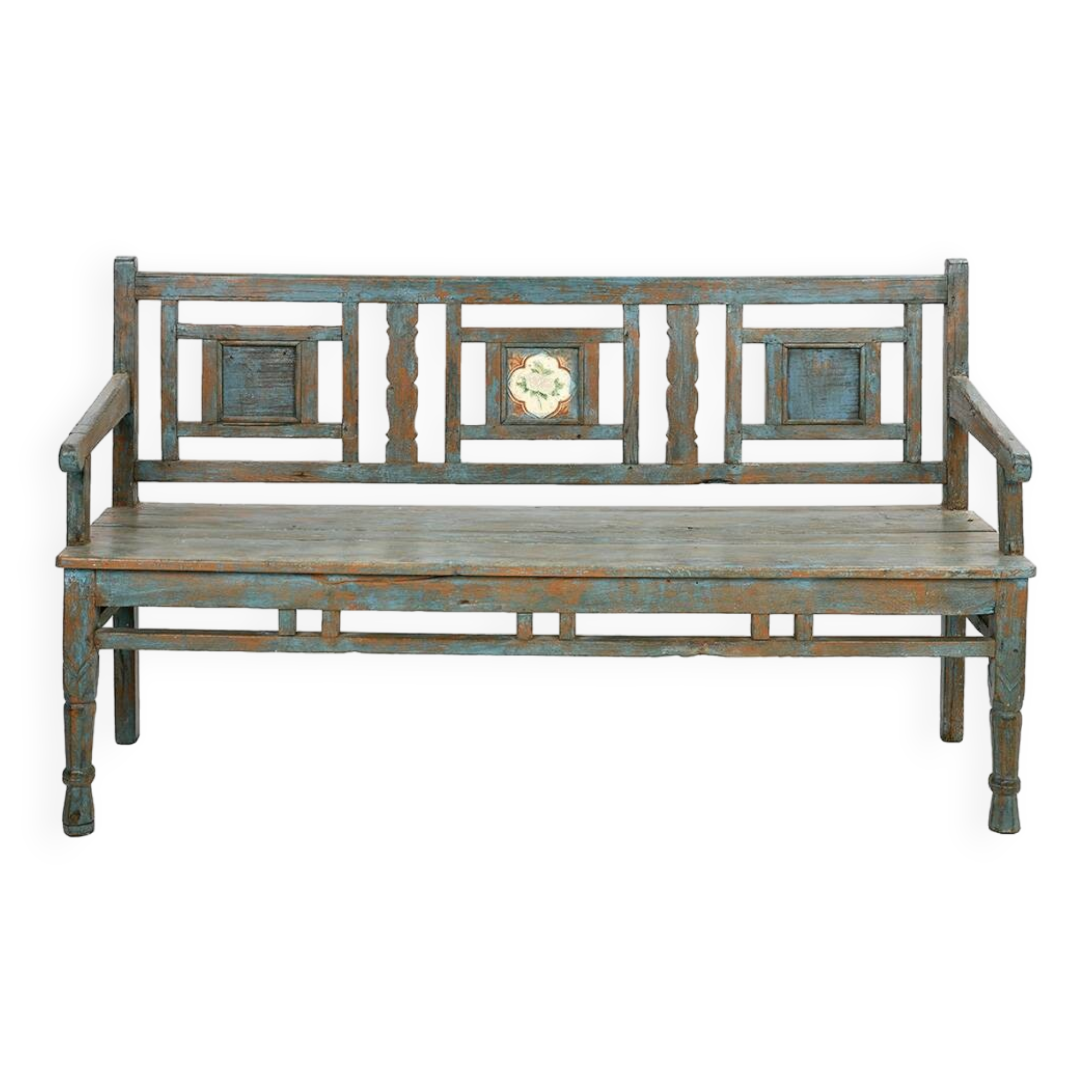 Bench in old patinated teak