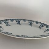Plat ancien ovale bleu et blanc