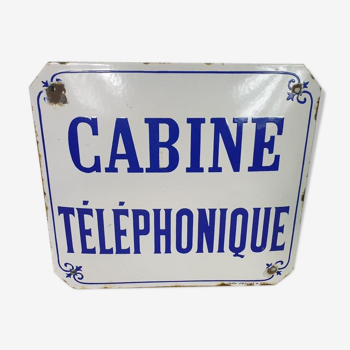 Plaque émaillé cabine téléphonique