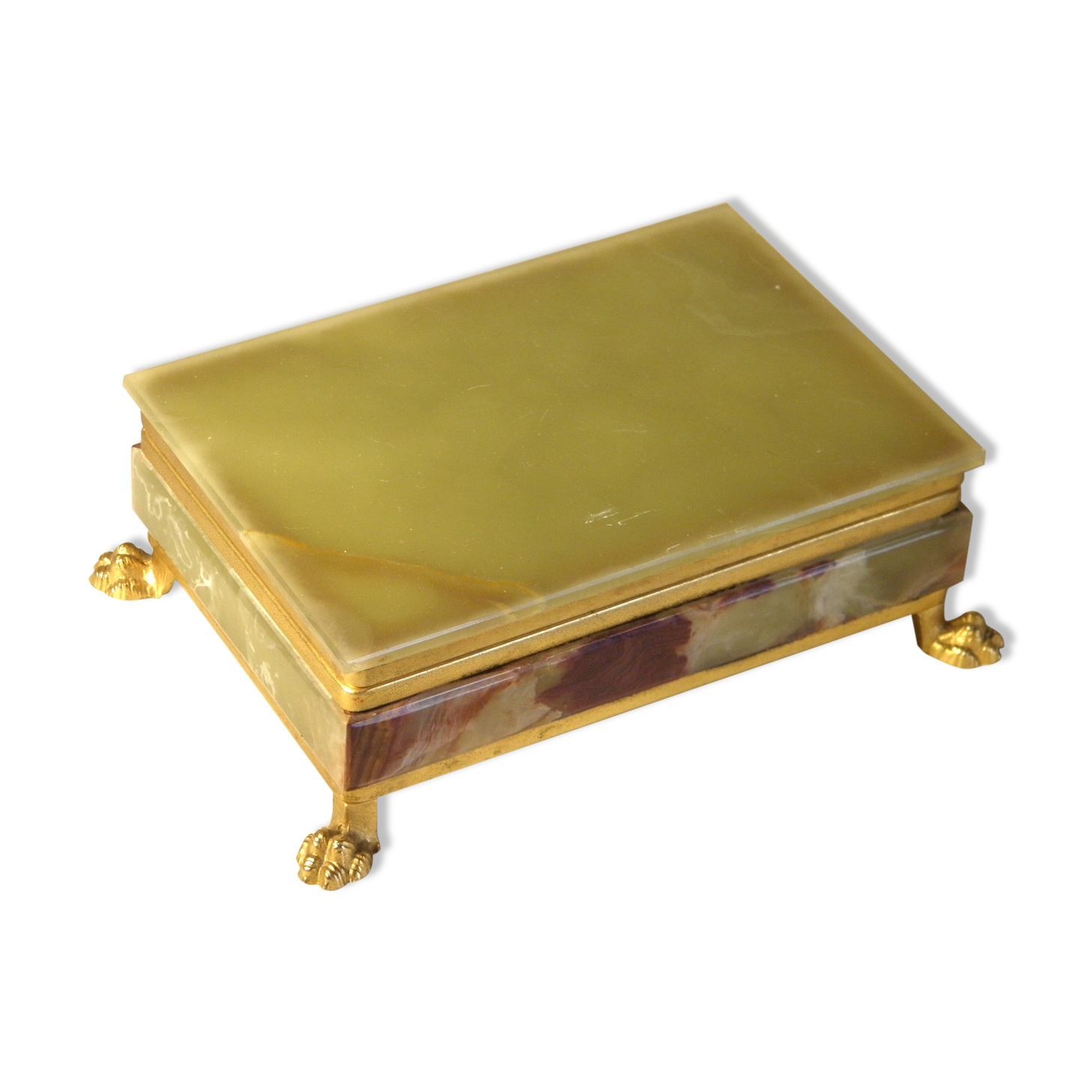 Onyx and gold metal box