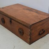 Massive ash chest and iron handles - mid-19th century