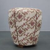 1930s Jindřich Halabala Art Deco stool with floral upholstery, Czechoslovakia