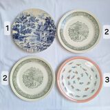 Vintage flat plates green blue pink