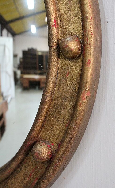 Ancient golden wood witch mirror - late 19th century