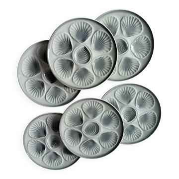 6 oyster plates moulin des loups france earthenware
