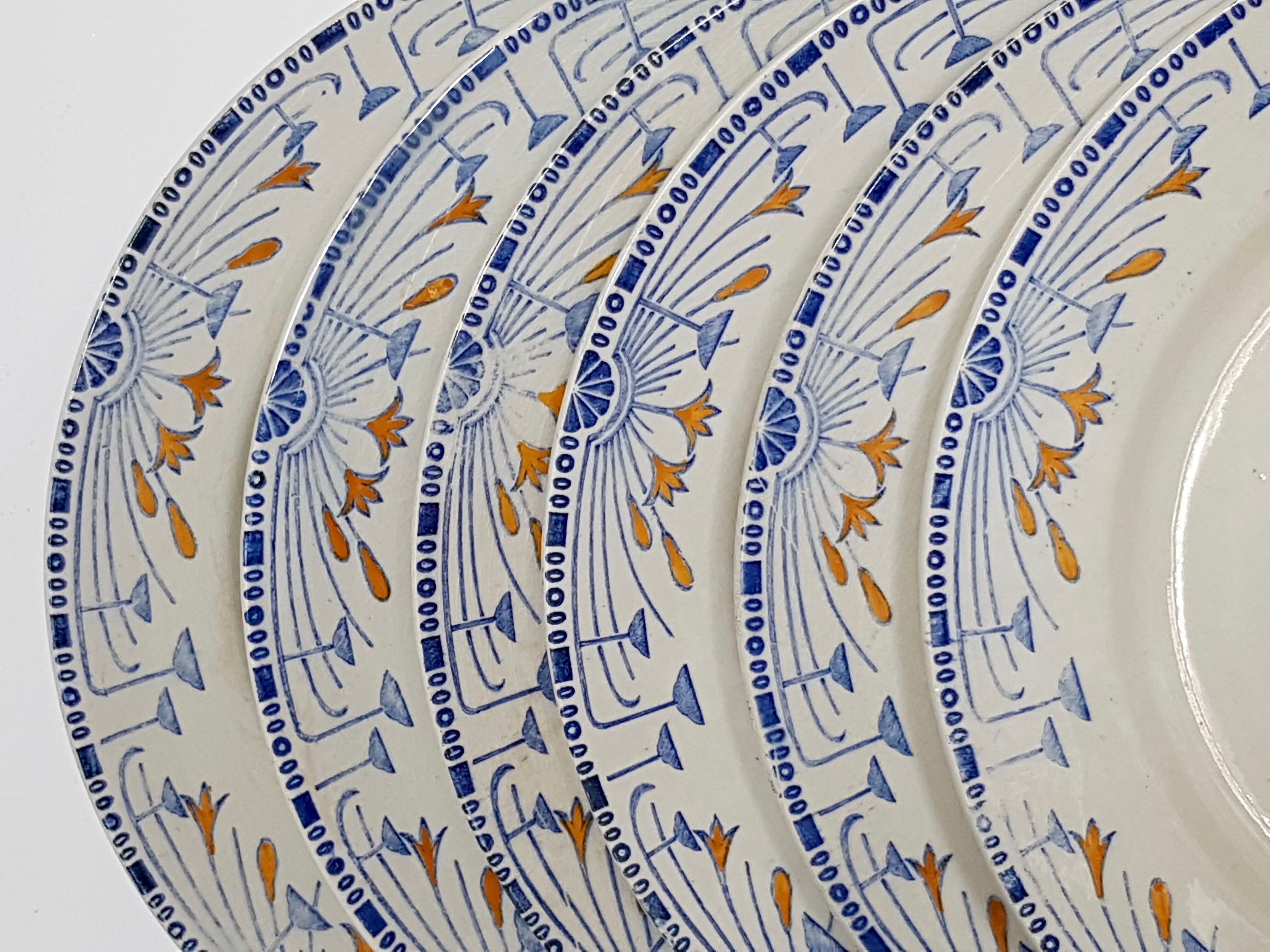 6 dinner plates old creil and montereau labrador service royan