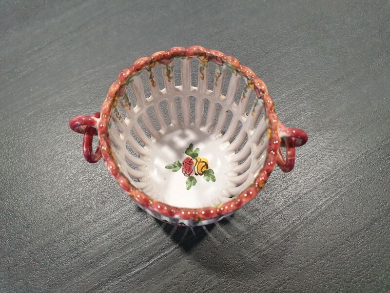 Emile Tessier (1887-1971) in Malicorne - Small basket in openwork earthenware