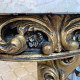Carved wooden and marble console