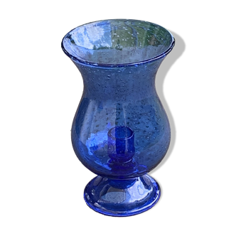 Tealight holder, blown glass candle holder and cobalt blue bubble from BIOT glassware, sign, collector
