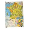 School map of france agriculture & livestock and administrative france 50s-60s