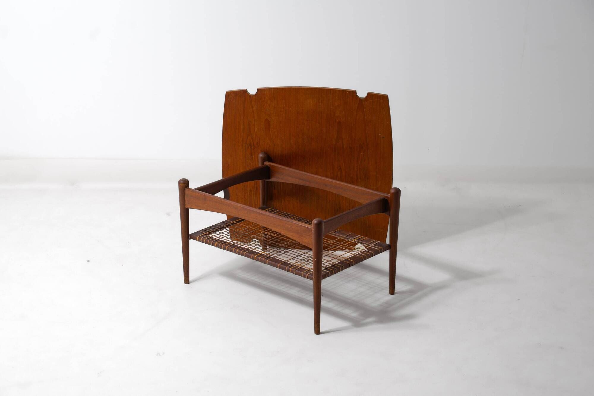 Vintage webbing coffee table in teak, 1960s