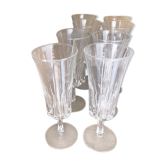 8 molded glass champagne flutes, 1970